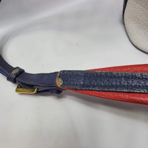 Vintage DOONEY & BOURKE White Blue Red Leather Teton Drawstring Bag Shoulder - Picture 9 of 9